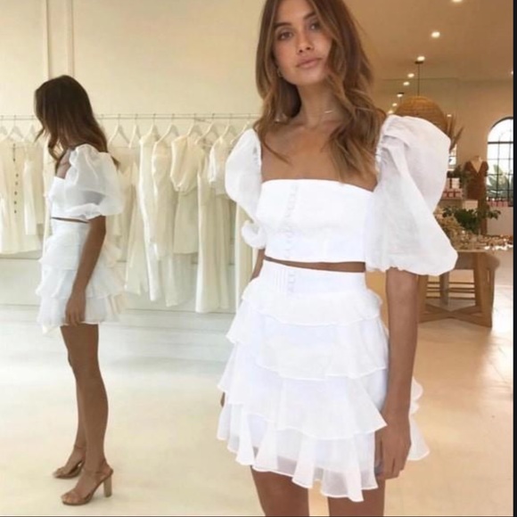 JOSLIN TALISA LINEN RAMIE SKIRT IN OPTICAL WHITE - Picture 4 of 7